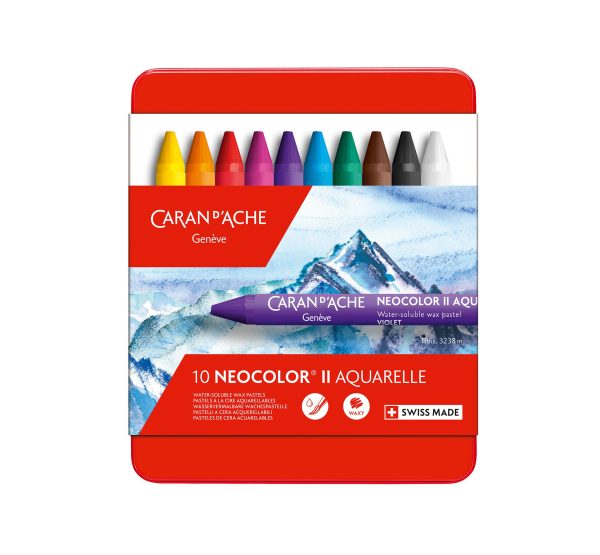 Caran d'Ache Waskrijt "Neocolor II" - 10stuks in metalen doos