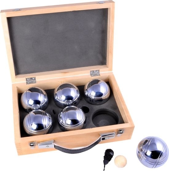 Petanque ballen in houten koffer – 6stuks