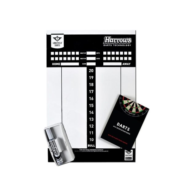 Scorebord (whiteboard) darts met marker, wisser + spelregels