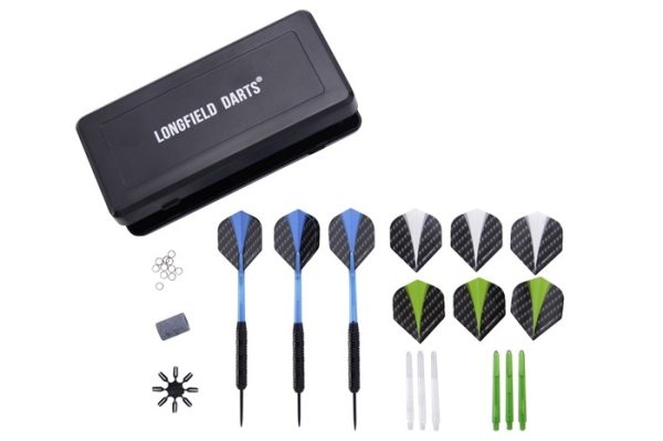 Longfield Steel darts set - blackcoated in dartcase - Afbeelding 3