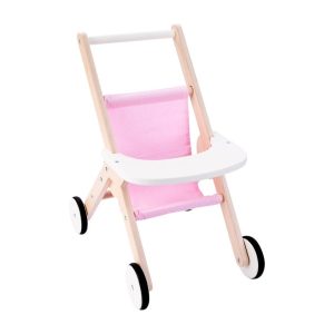 Poppenwandelwagen (hout) – roze