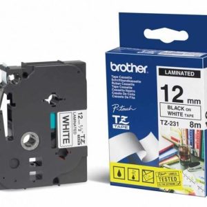 Brother Labeltape TZE-231 12mm x 8m – zwart/wit