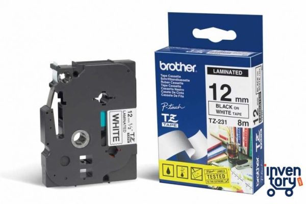 Brother Labeltape TZE-231 12mm x 8m - zwart/wit