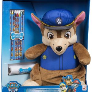 Paw Patrol – Rugzak/knuffel (pluche) Chase met kleuraccessoires