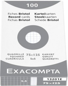 Exacompta Steekkaarten (75x125mm) geruit – wit