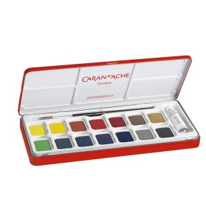 Caran d’Ache Plakkaatverf “Gouache Studio” – 15 kleuren in metalen doos