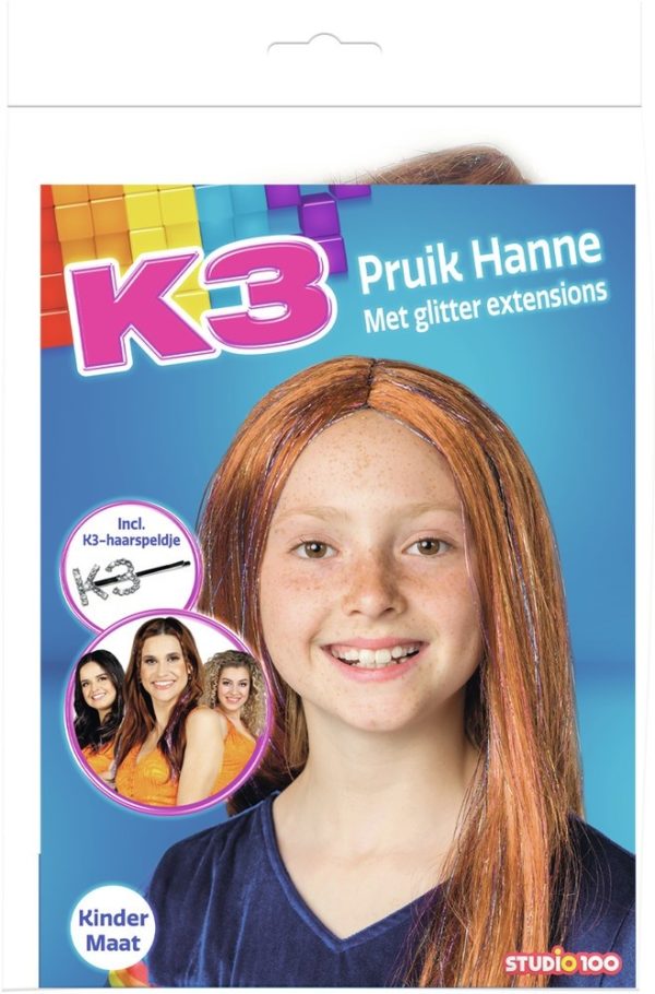 K3 - Pruik met glitter extensions - Hanne - Afbeelding 3