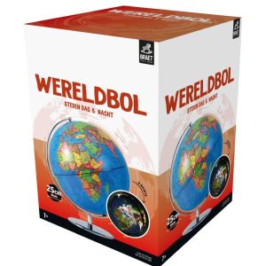 Wereldbol verlicht steden dag en nacht 25cm