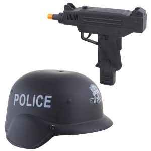 Politieset (helm + pistool) kind