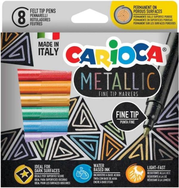Viltstiften "Metallic" met fijne punt - 8stuks in karton etui