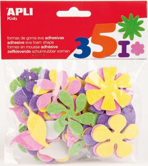 APLI CREA Schuimrubber (glitter) zelfklevende vormen "Bloemen" - 25stuks