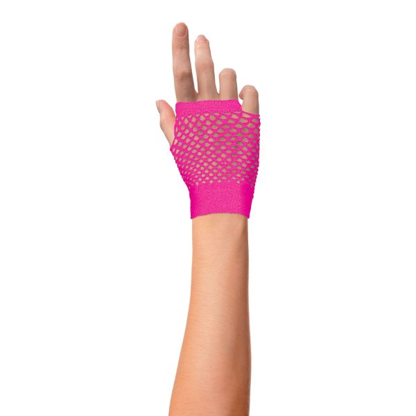 Handschoenen net kort (vingerloos) - fluo - roze - Afbeelding 5