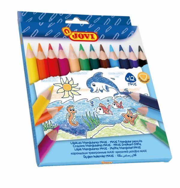 JOVI Kleurpotloden Maxi (driehoekig) - Etui (karton) 12stuks