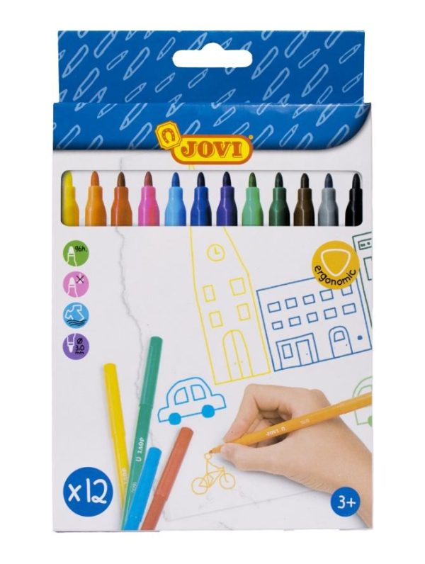 JOVI Viltstiften (uitwasbaar) - Etui (karton) 12stuks