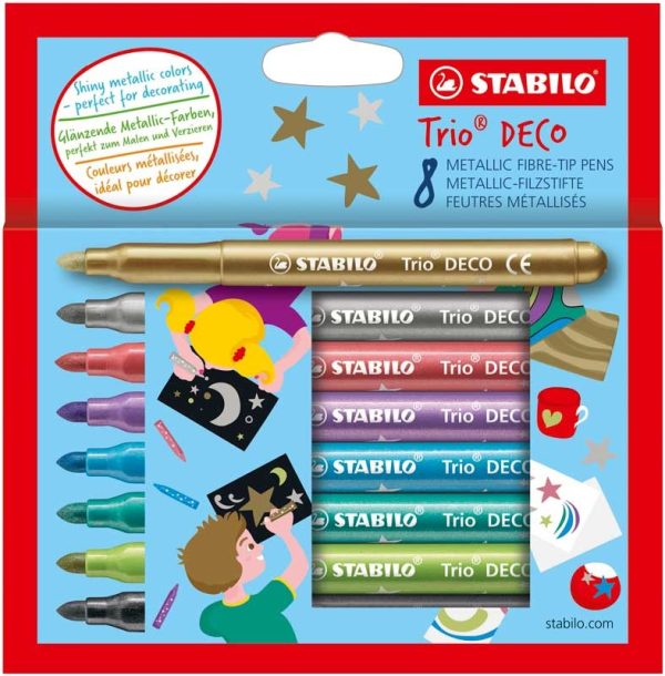 Stabilo Trio Deco Metallic viltstiften - Etui (karton) 8stuks