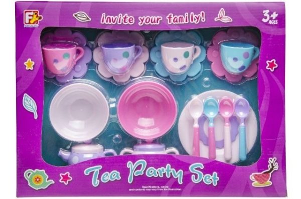 Theeset in paarse doos 17-delig