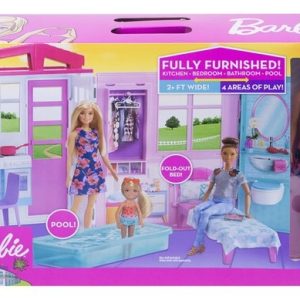 Barbie Close & Go! Compact huis met pop en accessoires