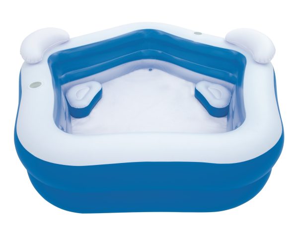 Familielounge (213x206x69cm) FAMILY FUN - blauw/wit - Afbeelding 2