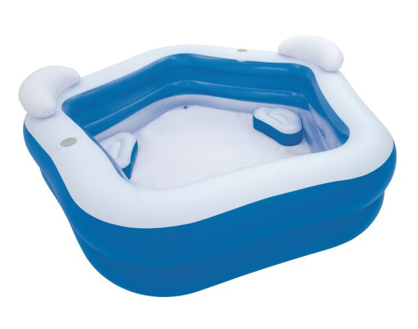 Familielounge (213x206x69cm) FAMILY FUN - blauw/wit - Afbeelding 3