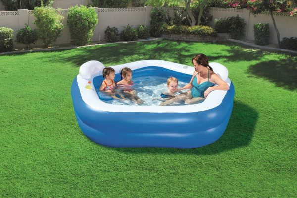 Familielounge (213x206x69cm) FAMILY FUN - blauw/wit - Afbeelding 9