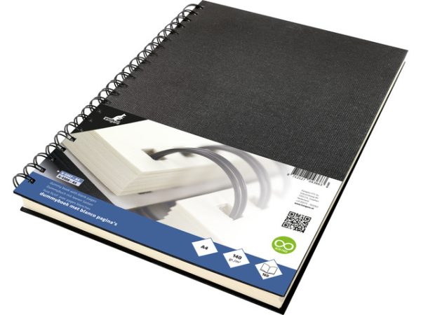 Dummyboek (linnen cover) A4 blanco (wire-o) 140gr/80vel - zwart