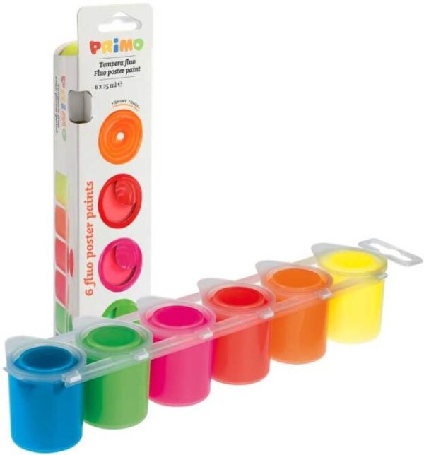 Primo Ready Mix Poster Paint 6x25ml in kartonnen doosje - FLUO