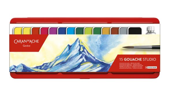 Caran d'Ache Plakkaatverf "Gouache Studio" - 15 kleuren in metalen doos