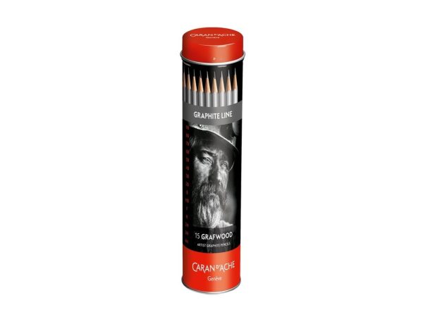 Caran d'Ache Grafietpotlood "Grafwood" - 15stuks in metalen box