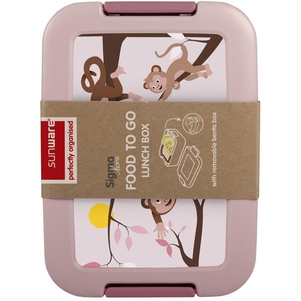 Sigma Home Lunchbox met bentobakje Aap roze - Afbeelding 3