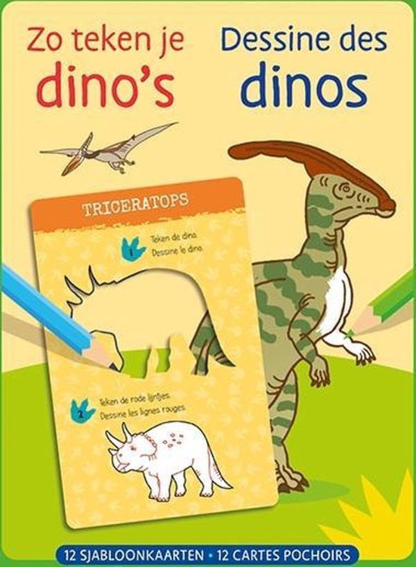 Zo teken je dino's - 12 sjabloonkaarten