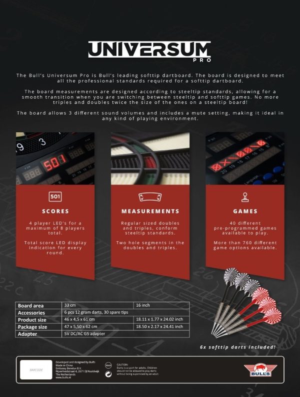Universum Pro Softtip Dartbord - Black - Afbeelding 2