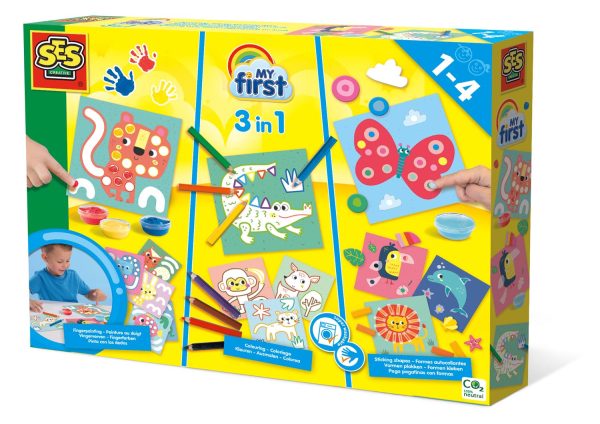 SES Creative My First - 3-in-1 Vingerverven, kleuren en vormen plakken