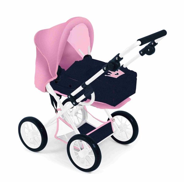 Koets (mini) met kroon - blauw/roze