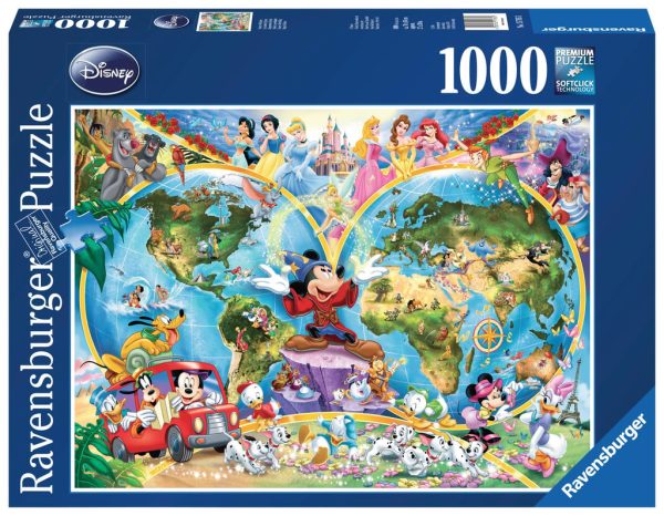 Puzzel (1000stuks) - Disney - Disney's wereldkaart