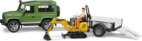 Land Rover Defender met aanhanger + JCB Mini-graafmachine - Afbeelding 2