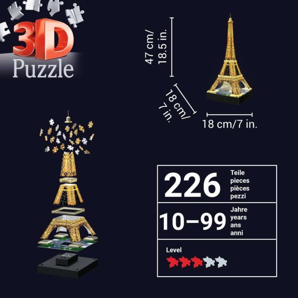 Ravensburger 3D Puzzel Eiffeltoren Night Edition 216 stukjes - Afbeelding 7