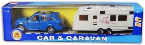 Auto met caravan 30cm pull-back