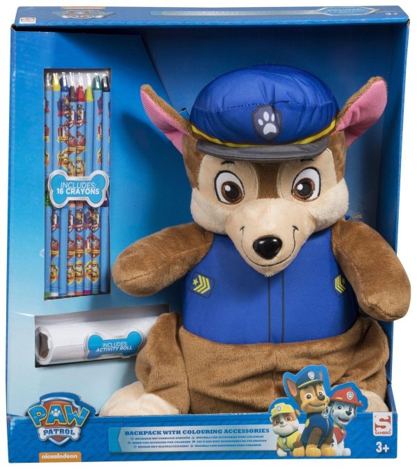 Paw Patrol - Rugzak/knuffel (pluche) Chase met kleuraccessoires