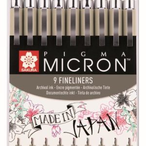 Sakura Pigma Micron Etui 9stuks – gekleurd