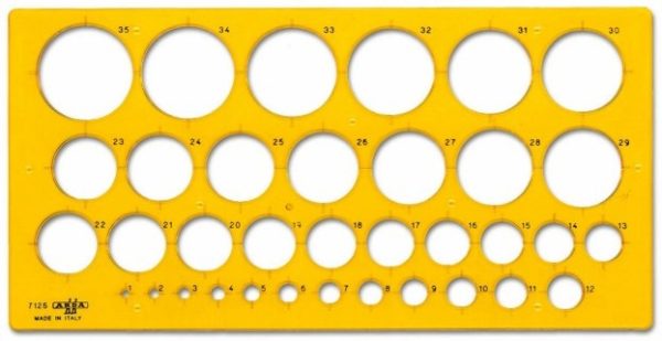 Cirkel sjabloon 35 cirkels (van 1mm tot 35mm)