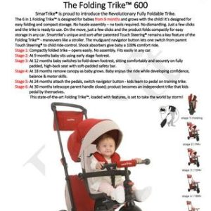 6-in-1 Folding Trike 600 Driewieler met opbergvakken – grijs