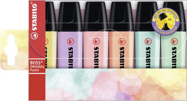 Markeerstift pastel - STABILO BOSS ORIGINAL Pastel - Etui 6 pastel kleuren