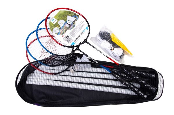 Badmintonset (4 spelers) 2 shuttles en uitschuifbare poles in tas met rits - Afbeelding 3