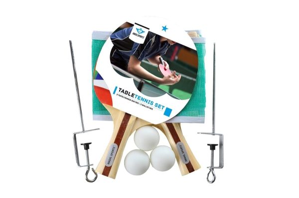 Tafeltennis set met 2 bats 1-ster en 3 ballen en net