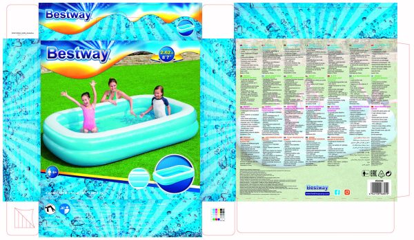 Familiezwembad (262x175x51cm) - blauw/wit - Afbeelding 8
