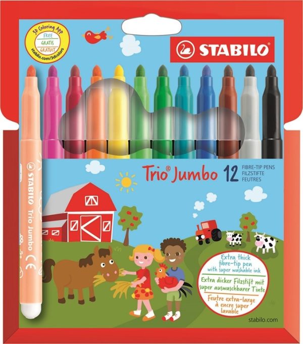 Stabilo Trio Jumbo viltstiften - Etui (karton) 12stuks