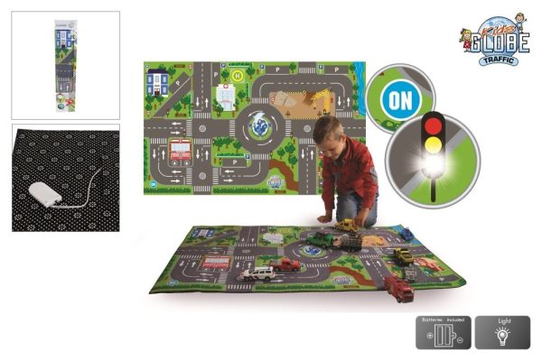 Vloerkleed verkeer met LED verkeerslichten 72x120cm