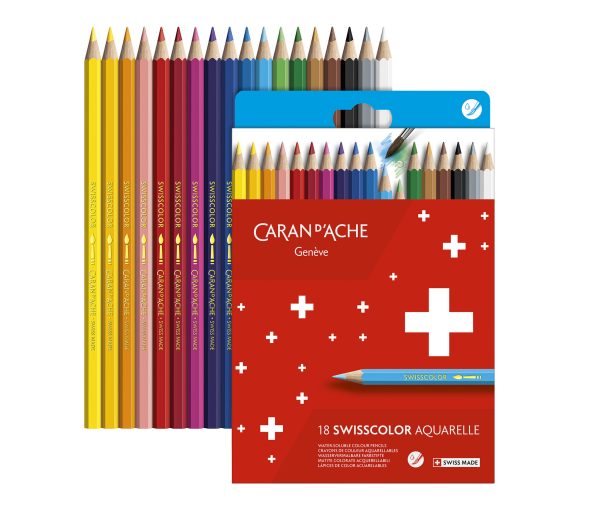 Caran d'Ache Swisscolor Kleurpotlood Aquarel - 18stuks in karton etui - Afbeelding 2