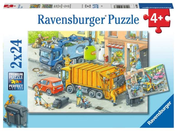 Puzzel (2x24stuks) - Vuilafvoer en wegsleepwagen