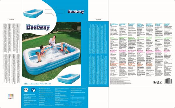 Familiezwembad (305x183x56cm) - blauw/wit - Afbeelding 4